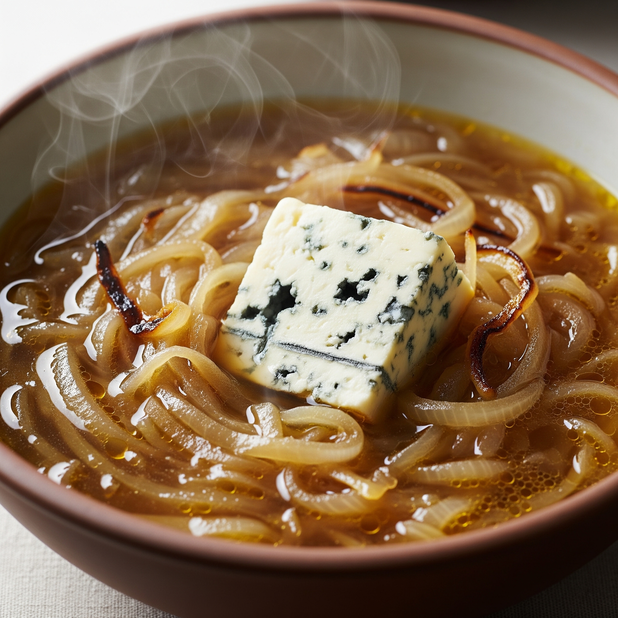 Zwiebelsuppe mit Blauschimmelkäse