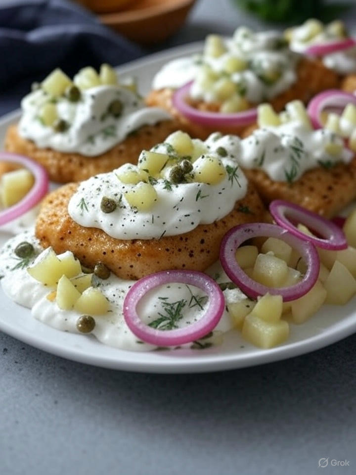 Matjes mit Joghurtsoße
